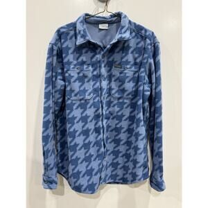 Columbia Flare Gun Fleece Over Shirt, Blue Houndstooth Size Large ￼